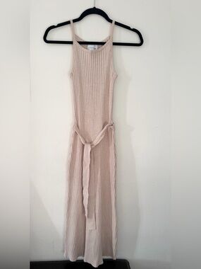 Pink Rose Ribbed Sleeveless Maxi Dress in